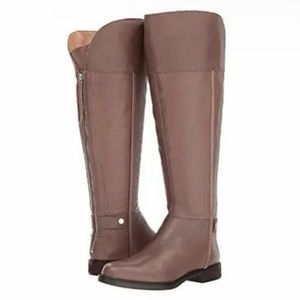 NIB Franco Sarto Christime Leather Boots Wide Calf 5.5 Knee High Taupe Zipper